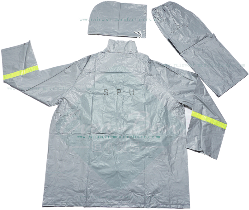 PVC rain suit for motorcycle riders with reflective tape